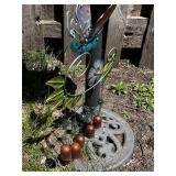 Decorative Plastic Bird Bath with Hanging Accent Wind Chime