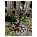 Decorative Plastic Bird Bath with Hanging Accent Wind Chime