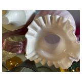 Fenton Glass Pitcher w Ruffeled Rim, Forever Rose Globe, Decorative Glass & Ceramic Assortment - FTD, Cerve