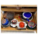Mixed Cookware Lot - Megaware Pan, Churchill Finlandia Serving Pieces & Strainers