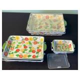 Temp-tations Presentable Ovenware Floral Bakeware Set (Lot of 3)