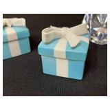 Tiffany & Co. Gift Boxes (Lot of 2) - Bow on one Lid Broken w Box & Bag and Two Crystal Paperweights