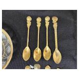 Vintage Crystal Glassware Set with Gold Trim - Plates, Goblets & Spoons