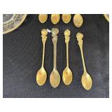 Vintage Crystal Glassware Set with Gold Trim - Plates, Goblets & Spoons