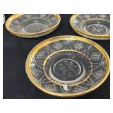Vintage Crystal Glassware Set with Gold Trim - Plates, Goblets & Spoons