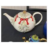 Assorted Porcelain Teapots & Miniatures - Pink, Blue & Cream with Gold Accents