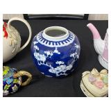 Assorted Porcelain Teapots & Miniatures - Pink, Blue & Cream with Gold Accents