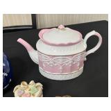 Assorted Porcelain Teapots & Miniatures - Pink, Blue & Cream with Gold Accents