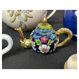 Assorted Porcelain Teapots & Miniatures - Pink, Blue & Cream with Gold Accents