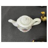 Assorted Porcelain Teapots & Miniatures - Pink, Blue & Cream with Gold Accents