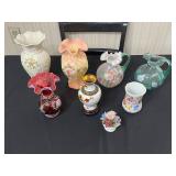 Fenton Art Glass Pitchers, Aynsley England Hand-Painted Fine Bone China Vase - Mixed Flowers (Assorted Floral Vases)