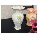 Fenton Art Glass Pitchers, Aynsley England Hand-Painted Fine Bone China Vase - Mixed Flowers (Assorted Floral Vases)