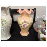 Fenton Art Glass Pitchers, Aynsley England Hand-Painted Fine Bone China Vase - Mixed Flowers (Assorted Floral Vases)