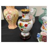 Fenton Art Glass Pitchers, Aynsley England Hand-Painted Fine Bone China Vase - Mixed Flowers (Assorted Floral Vases)