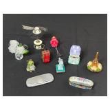 Limoges Trinket Box & Assorted Miniature Trinkets & Decor Lot - Hat, Eiffel Tower & Figurines