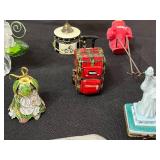 Limoges Trinket Box & Assorted Miniature Trinkets & Decor Lot - Hat, Eiffel Tower & Figurines