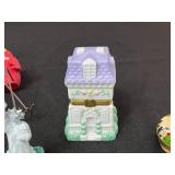 Limoges Trinket Box & Assorted Miniature Trinkets & Decor Lot - Hat, Eiffel Tower & Figurines