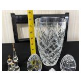 Galway Crystal Diamond-Cut Vase - 9-Inch Tall with Assorted Crystal Pieces