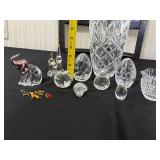 Galway Crystal Diamond-Cut Vase - 9-Inch Tall with Assorted Crystal Pieces