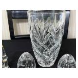 Galway Crystal Diamond-Cut Vase - 9-Inch Tall with Assorted Crystal Pieces