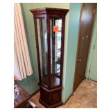 Corner Display Cabinet With Glass Doors And Mirror Back - 70 x 20 x 9 in