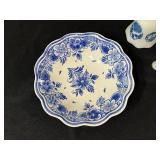 Delft Porcelain Lot - Floral Plate, Bells and Windmill Miniatures