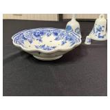 Delft Porcelain Lot - Floral Plate, Bells and Windmill Miniatures