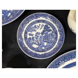 Johnson Bros Blue & White Transferware Dinnerware Set - Teapot, Cups & Plates