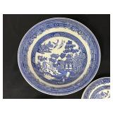 Johnson Bros Blue & White Transferware Dinnerware Set - Teapot, Cups & Plates