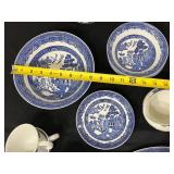 Johnson Bros Blue & White Transferware Dinnerware Set - Teapot, Cups & Plates