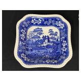 Spode Blue Tower England Hand Painted Teapot & Matching Dishes - 4 Piece Blue and White Transferware
