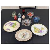 Bradford Exchange - Diana A Rose Everlasting Plate & Assorted Glass Eggs
