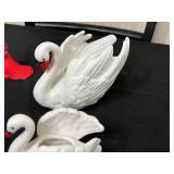 Goebel Red Dress Figurine with Hat - Lladro White Swan Figurines
