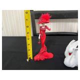 Goebel Red Dress Figurine with Hat - Lladro White Swan Figurines