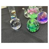Kerry Glass Hand Made in Ireland - Mixed Glass - Tall Stacking Column, Teapot & Marbles