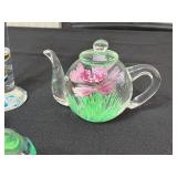 Kerry Glass Hand Made in Ireland - Mixed Glass - Tall Stacking Column, Teapot & Marbles
