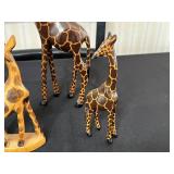 Hand-Painted Giraffe Figurines & Assorted Wooden Animals