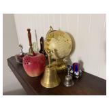 Fenton Topaz Opalescent Basket, Antique Brass Globe on Stand - World Map Decor & More!