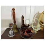 Fenton Topaz Opalescent Basket, Antique Brass Globe on Stand - World Map Decor & More!