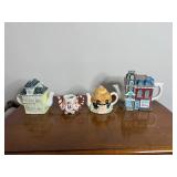 Assorted Ceramic Village House Teapots & Bakery Building Set
