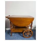 Cool VTG Drop-Leaf Table on Casters with Lower Shelf