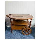 Cool VTG Drop-Leaf Table on Casters with Lower Shelf