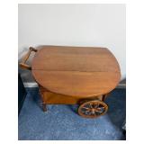 Cool VTG Drop-Leaf Table on Casters with Lower Shelf