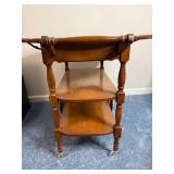 Cool VTG Drop-Leaf Table on Casters with Lower Shelf