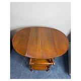Cool VTG Drop-Leaf Table on Casters with Lower Shelf