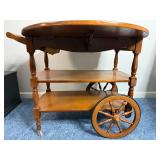 Cool VTG Drop-Leaf Table on Casters with Lower Shelf