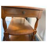 Cool VTG Drop-Leaf Table on Casters with Lower Shelf