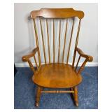 Vintage Windsor-Style Rocking Chair with Spindle Back and Rounded Crest Rail