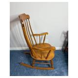 Vintage Windsor-Style Rocking Chair with Spindle Back and Rounded Crest Rail