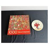 Springbok 1000-Piece Merry Crispness Jigsaw Puzzle (contents unverified) - Norman Rockwell Plate (Lot of 2)